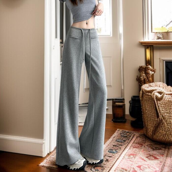 트레이닝 팬츠 여 하이웨스트 슬림 슬랙스 와이드 팬츠 와이드 슬림핏 여름 캐주얼 맨투맨