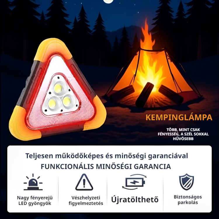 Napenergiás autós vészjelző háromszög lámpa