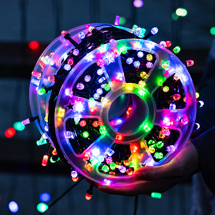  Cadena de luces solares impermeables para decoración, brillo mejorado