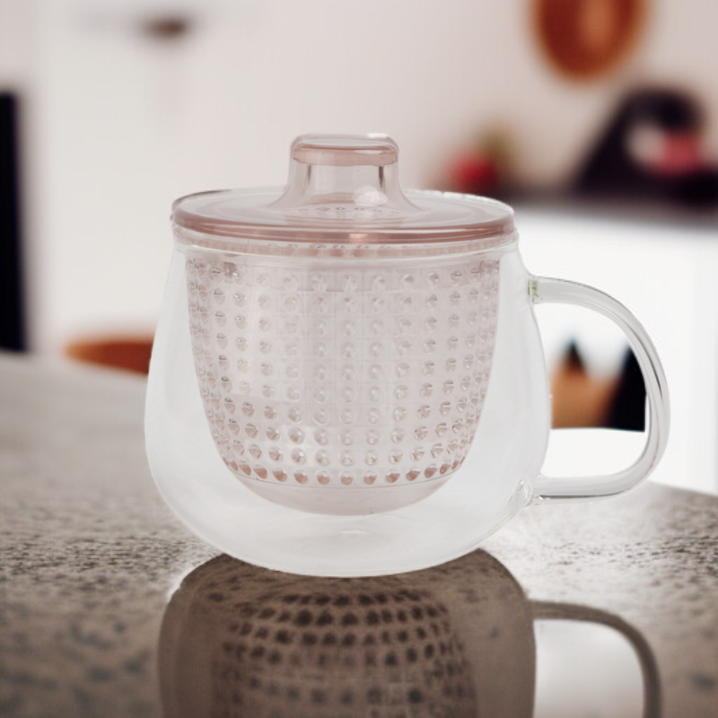 แก้วน้ำชาแก้วแก้วพร้อมที่กรองชาแบบแยกได้