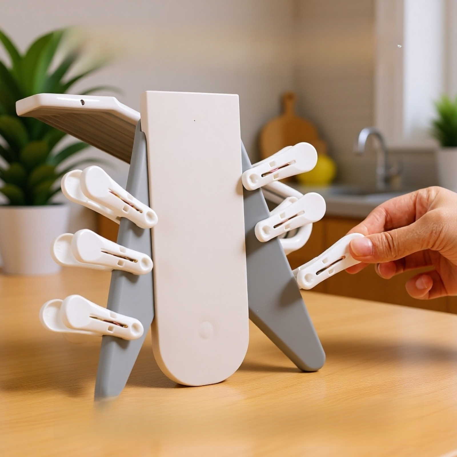 伸縮式壁掛け＆卓上兼用フック・穴あけ不要収納ハンガー