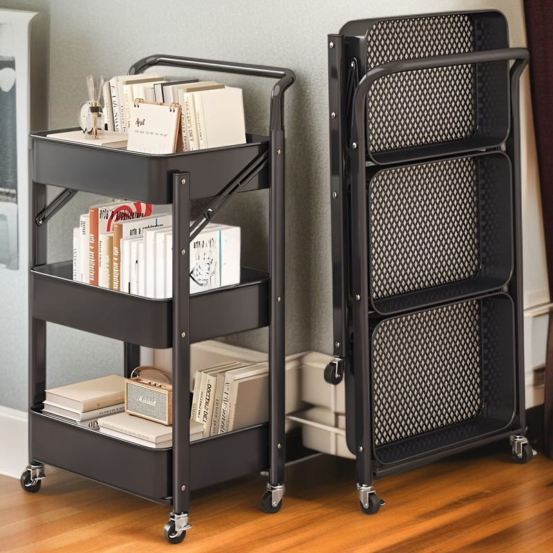 組み立て不要の折りたたみ多機能キッチンラック、果物・野菜・スナック収納棚