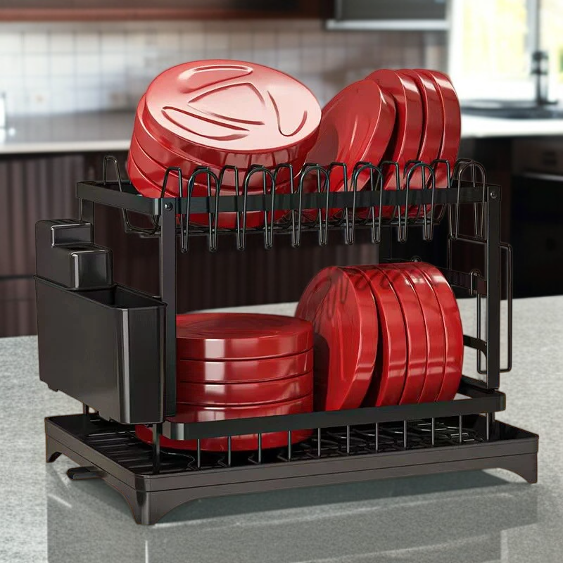 Multi-functional Kitchen Draining Dish Rack Tableware Storage Organizer Shelf