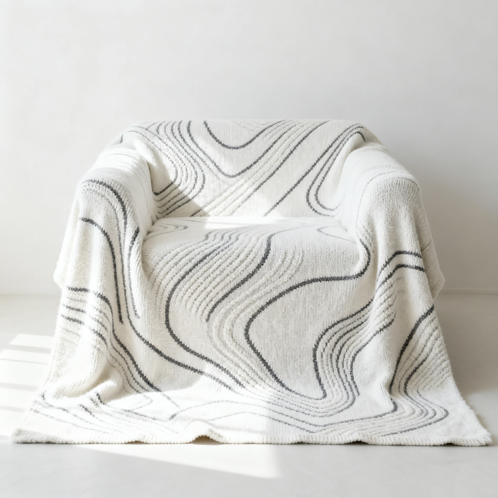 Manta para sofá con diseño de montañas sobre un sillón