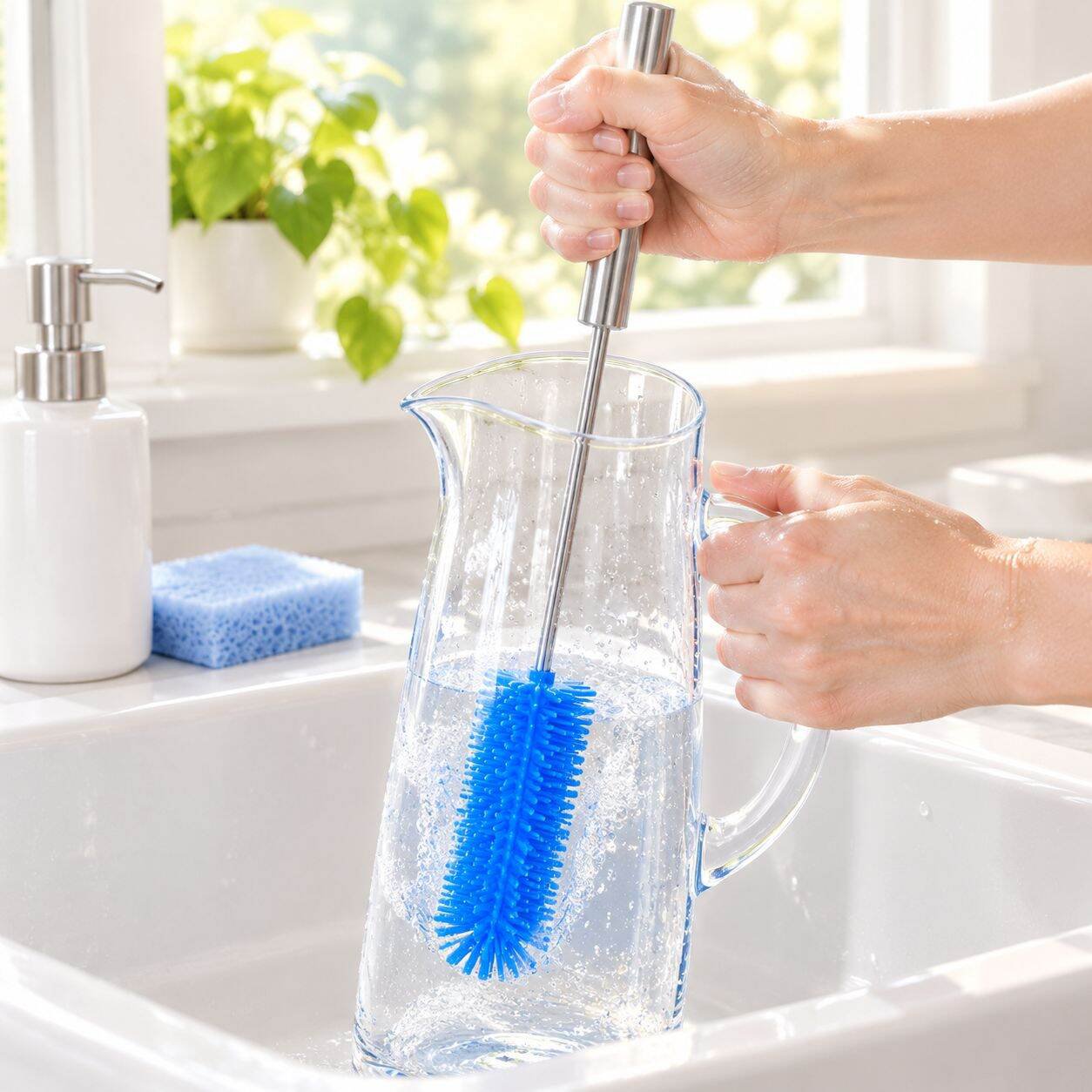 Cepillo automático giratorio para botellas de acero inoxidable