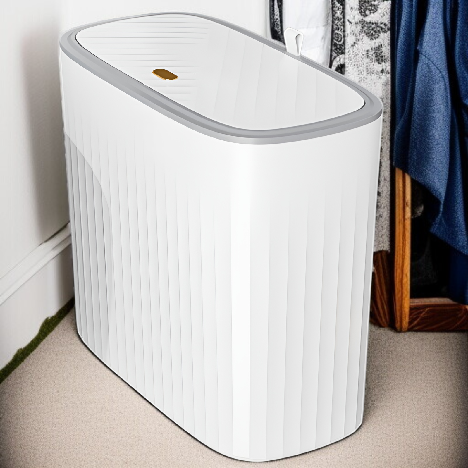 ひび割れたゴミ箱 家庭用高価値ゴミ箱 浴室トイレ 大容量ゴミ箱 カバー付き キッチン リビングルーム ゴミ箱 軽量 高級スタイル ゴミ箱