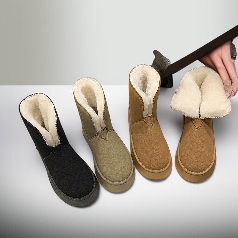 두꺼운 플리스 안감의 따뜻한 슬립온 여성용 코튼 슈즈