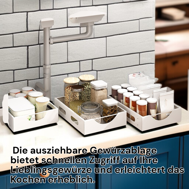 Multifunktionales Aufbewahrungsregal mit ausziehbarem Gewürzfach