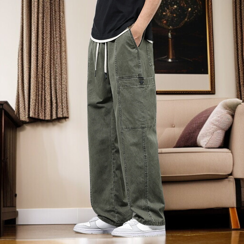 봄 하이 스트리트 아메리칸 와이드 팬츠 남자 와이드 일자 캐주얼 팬츠