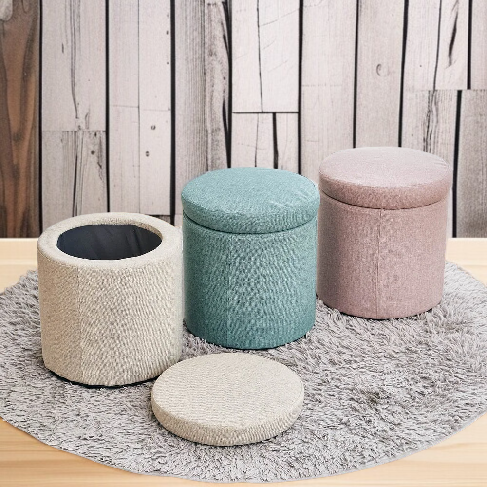 라라홈 마카롱 수납 패브릭 화장대 스툴