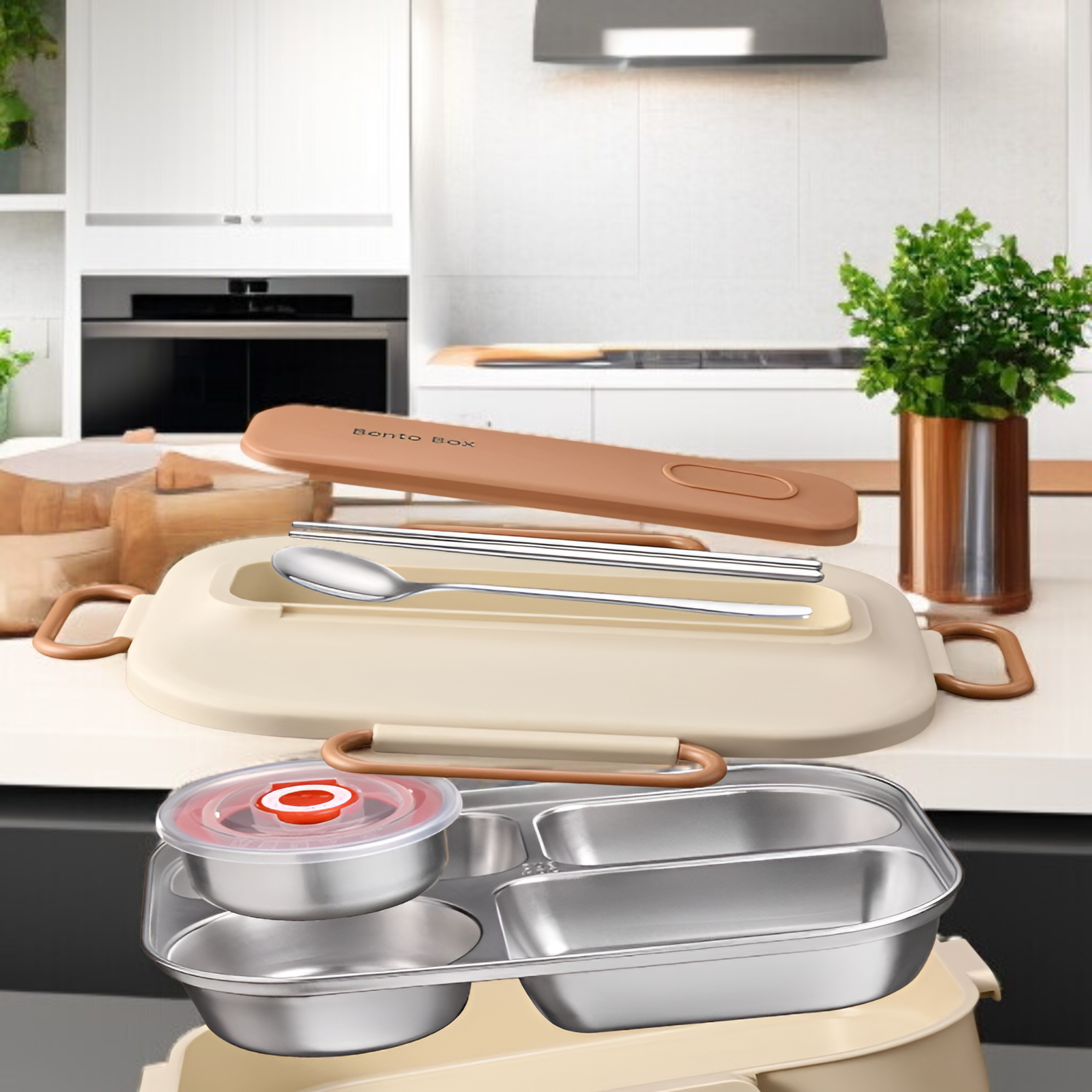 Isolierte Edelstahl-Lunchbox für Schüler, passt ins Schließfach