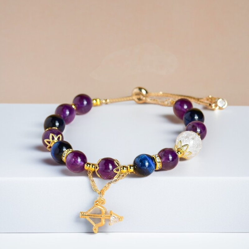 천연 크리스탈 조디악 사인 오리지널 팔찌, 세련된 신규 온라인 여성용 팔찌