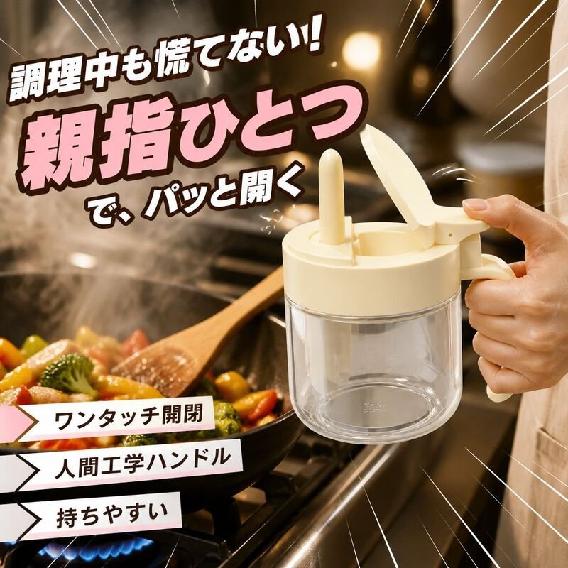 ガラス調味料ジャー 分離可能設計 家庭用味精・塩ジャーセット スプーン付き