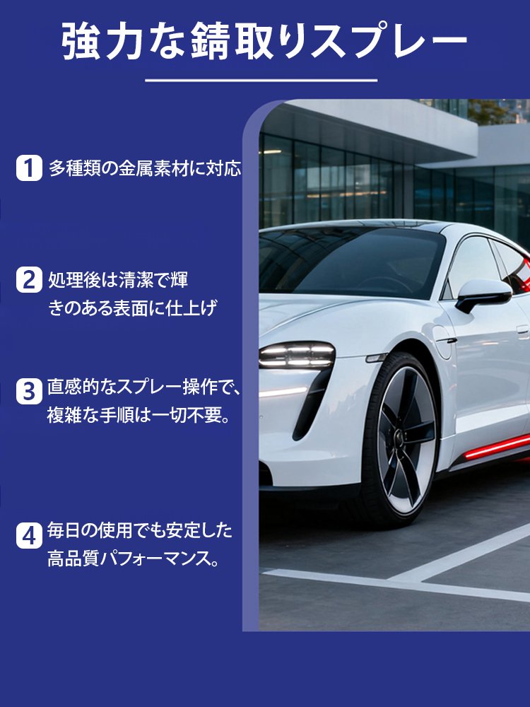 【日本の技術力】車用錆取り+傷修復＋ツヤ出し3in1スプレー