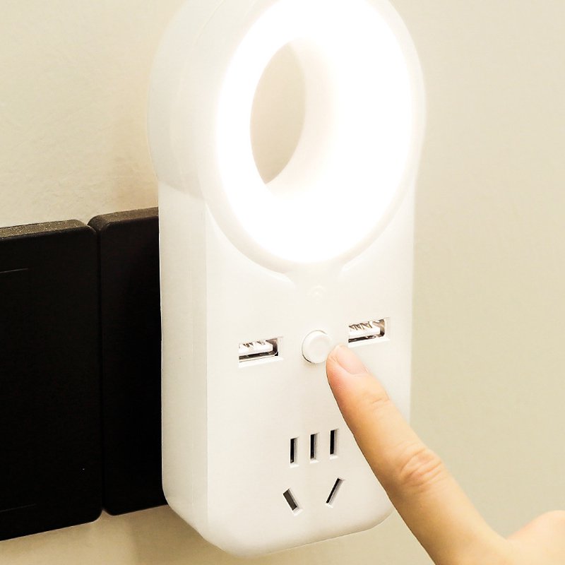 Lámpara nocturna multifuncional USB con control por voz