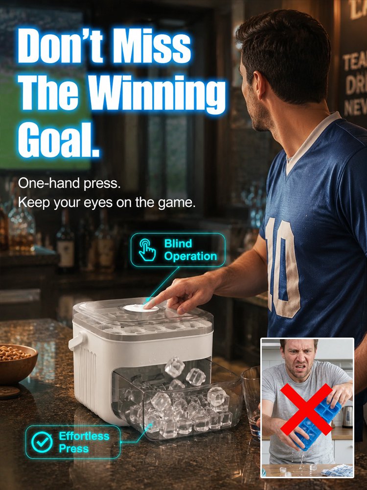 No dirty hands — large-capacity ice maker with a free ice scoop included.