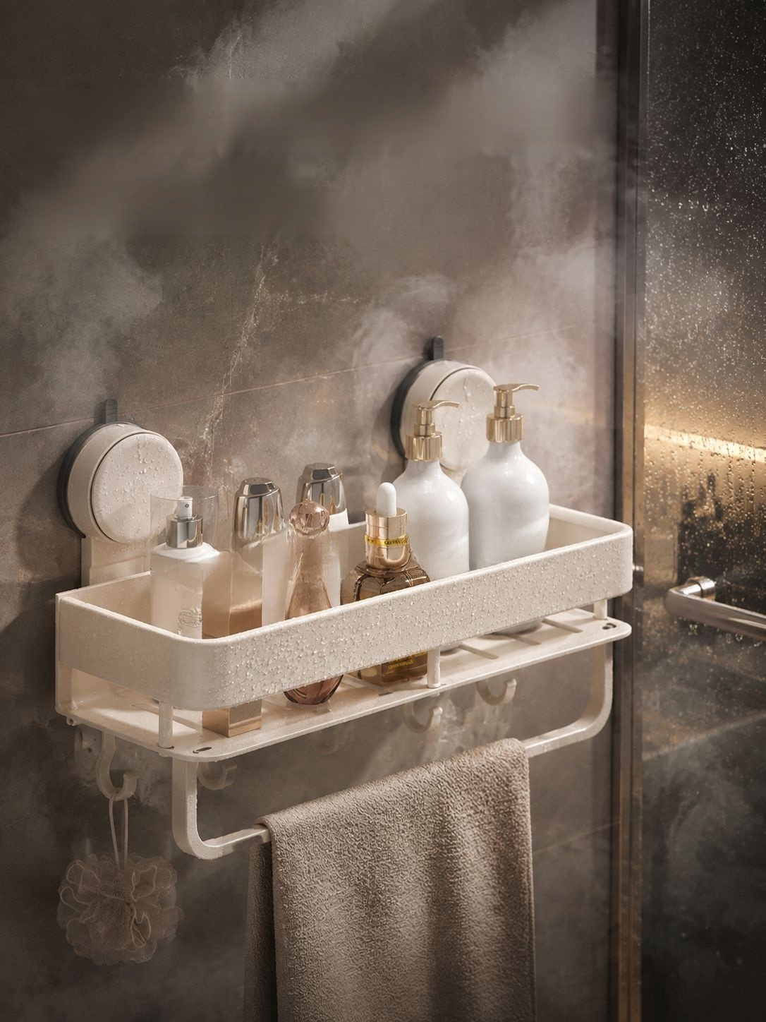 Estante de baño para lavabo, instalación sin perforar