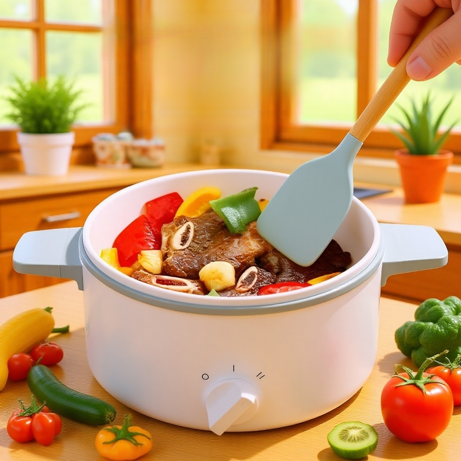 편리한 조작 버튼이 있는 전기밥솥 전면 모습