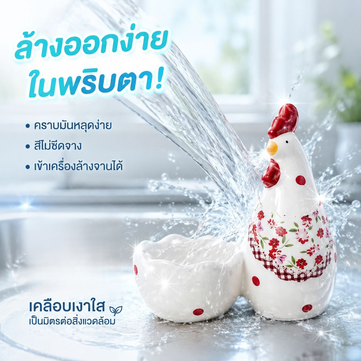 ถ้วยไข่เซรามิคลายไก่แดงสุดสร้างสรรค์ ยี่ห้อเฟิง