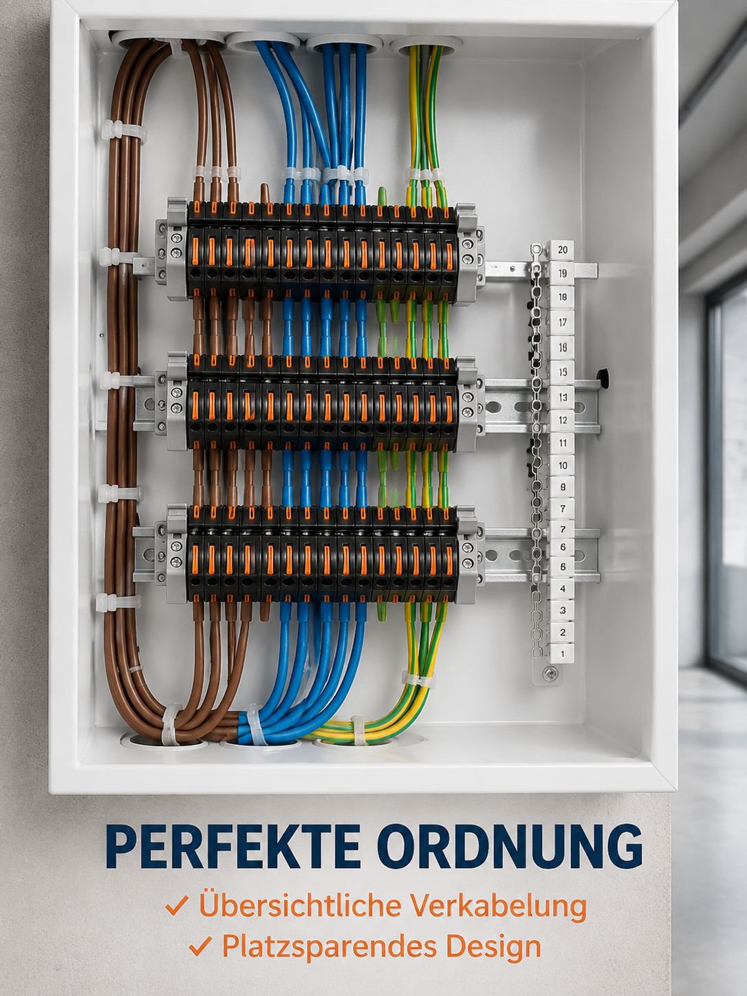 Hutschienenmontierbarer Druckanschluss-Verteilerblock
