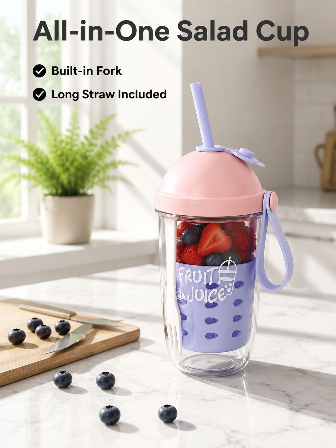 Drainable Straw Fruit Salad Cup