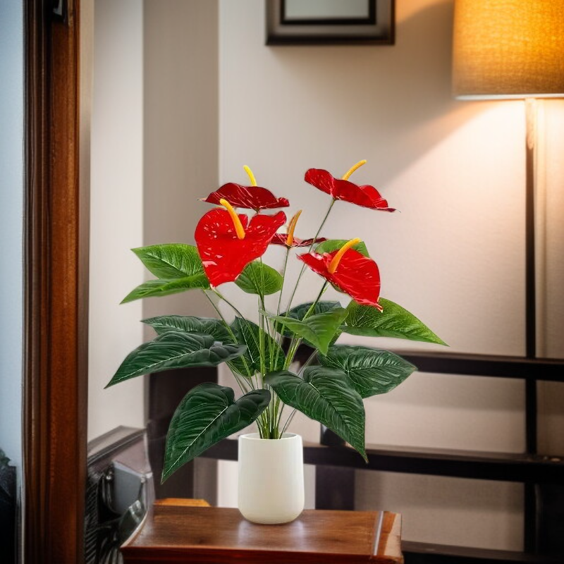 婚禮用仿真紅掌花花藝設計