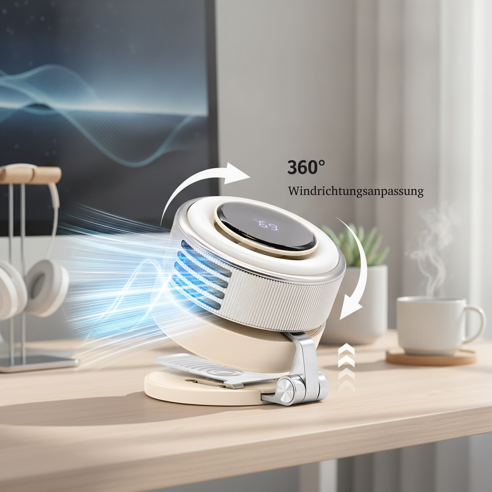 Tragbarer, kabelloser, magnetischer Handventilator ohne Blätter, wiederaufladbar