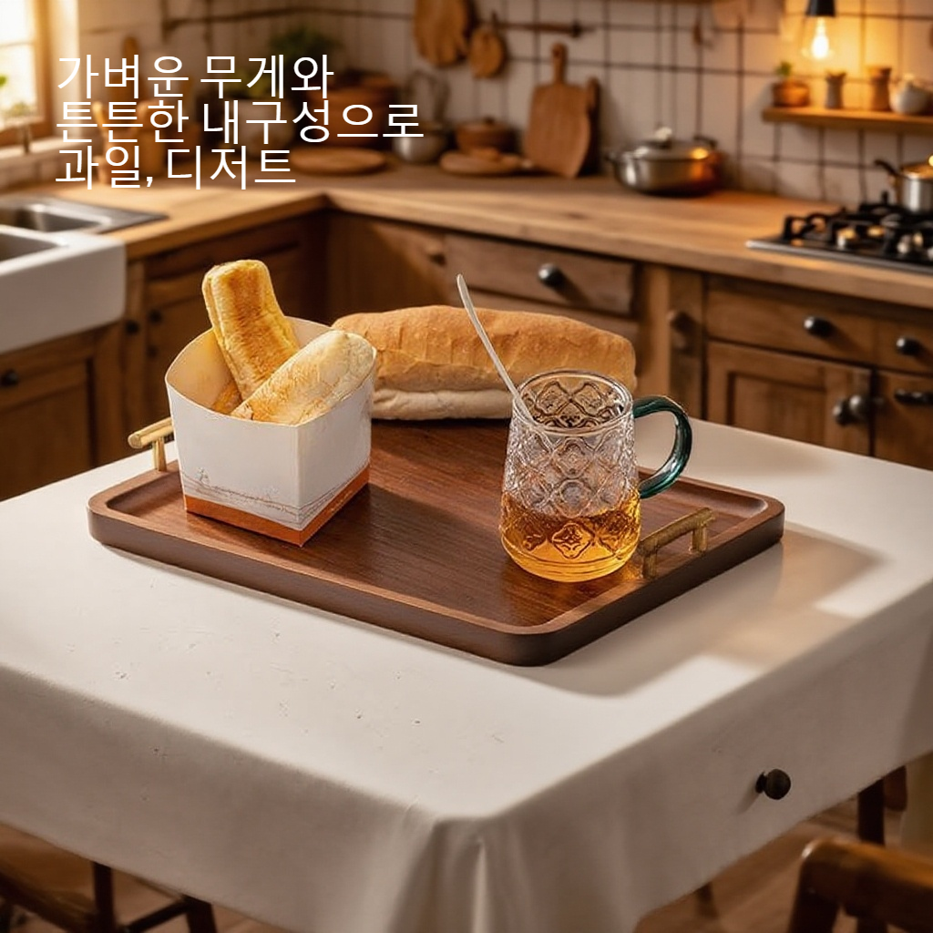 가벼운 사치 빈티지 장방형 실목 과일 쟁반