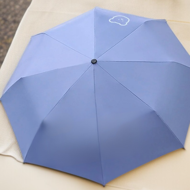  Double-layer Foldable Waterproof Umbrella, Three-section Black Sunshade