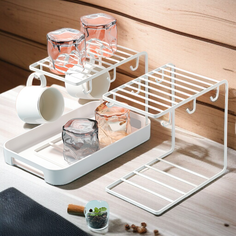 カップラック、ウォーターカップ収納ラック、カップ収納、ドレンカップ仕切りラック、ティーセット収納ラック、逆さまのコーヒーカップバー