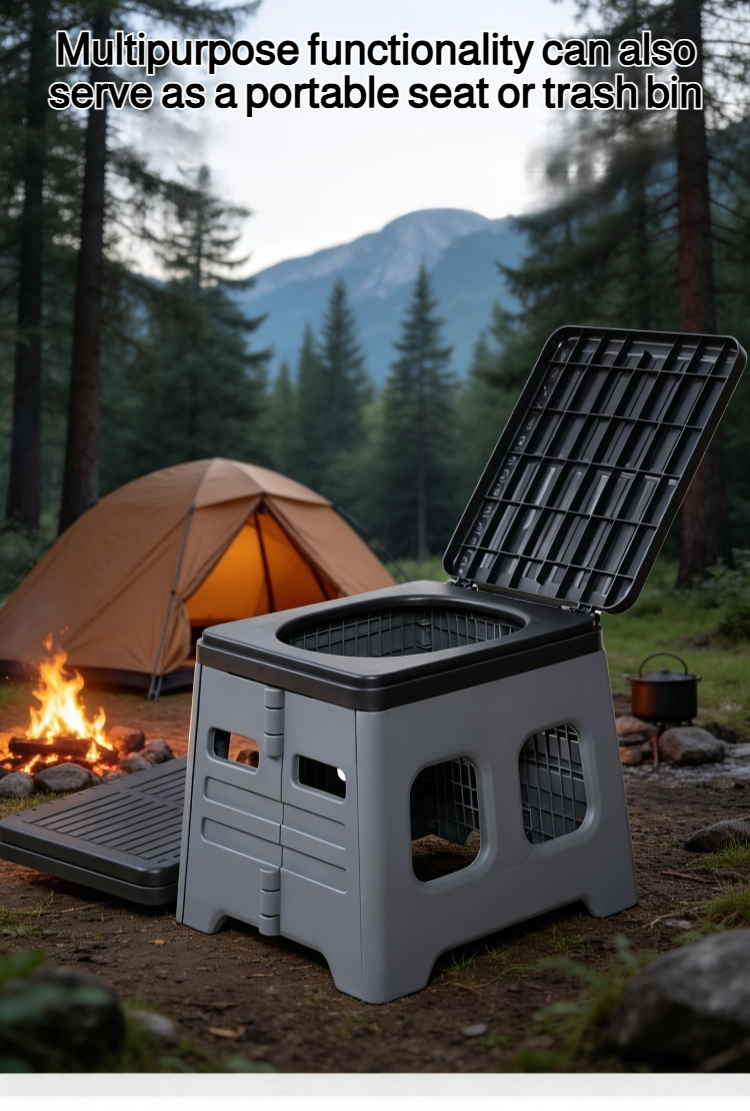 Camping folding toilet for outdoor use