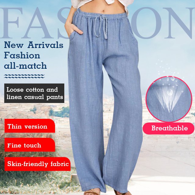 Loose Cotton and Linen Casual Pants