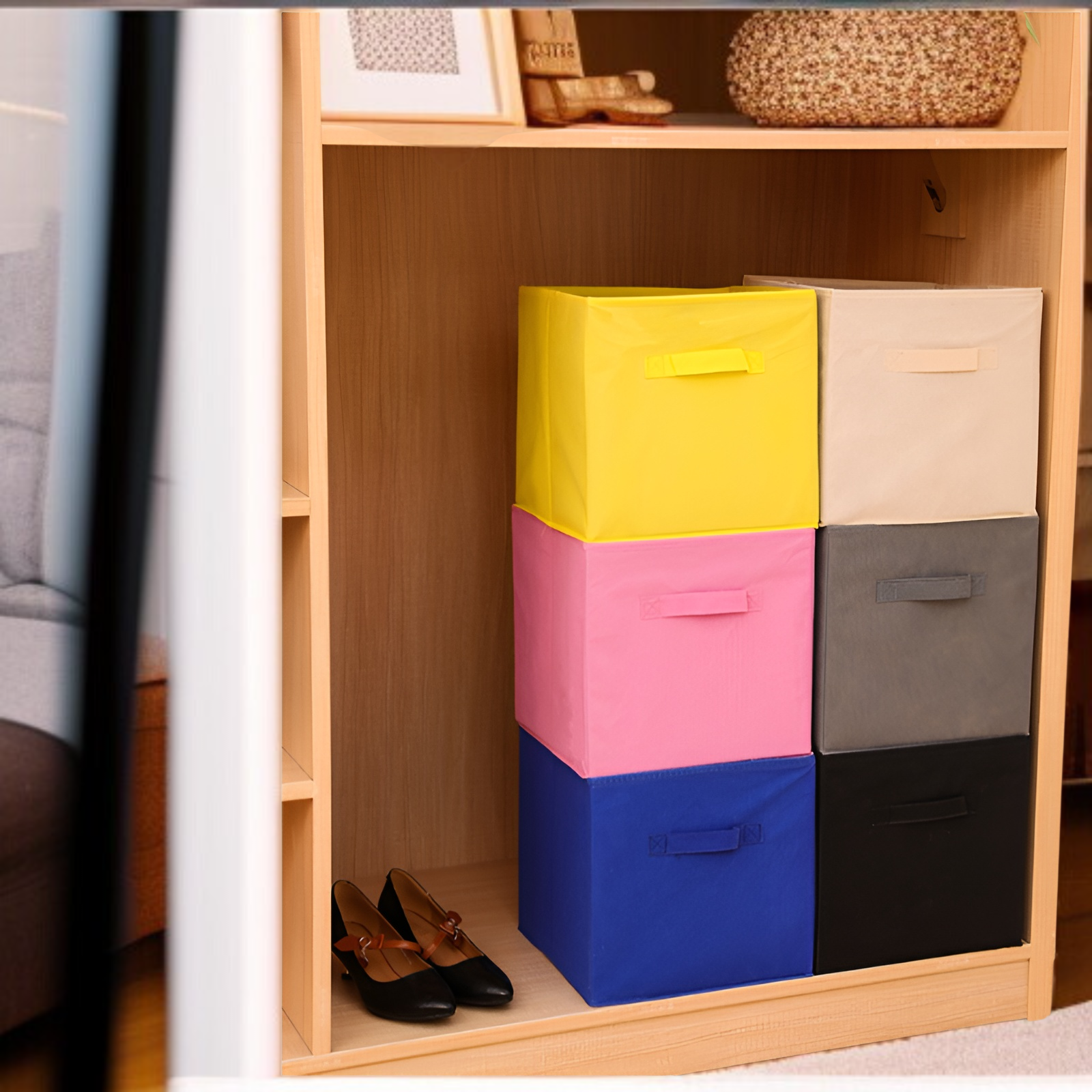 Fabric storage box foldable free installation storage box bedroom wardrobe clothing toy desktop stor