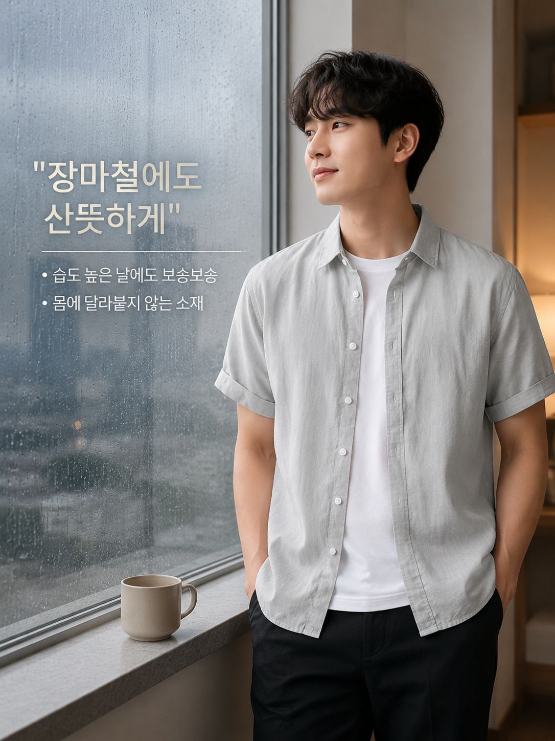 남성 여름용 린넨 반팔 셔츠