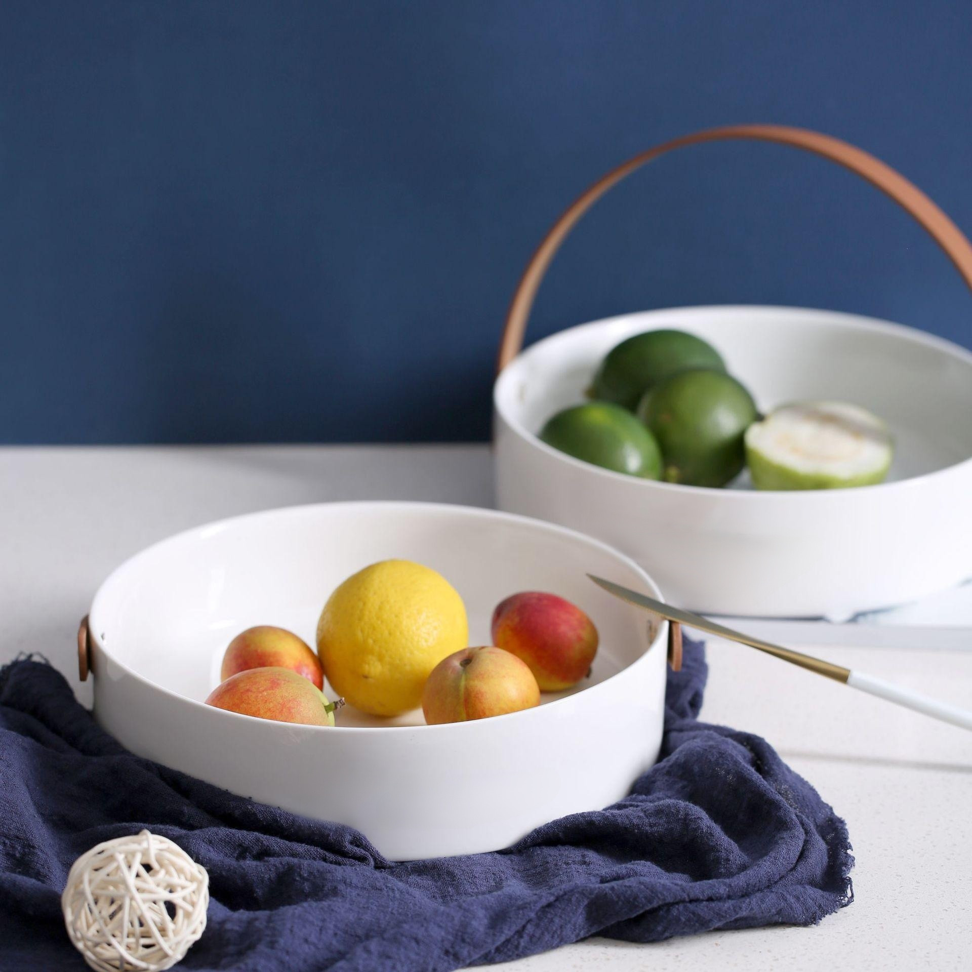 圓盤皮革提把餐具