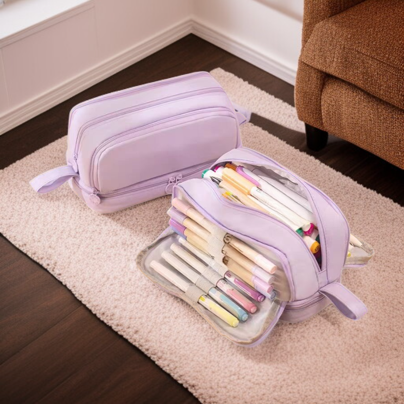 雙層雙開窗筆袋