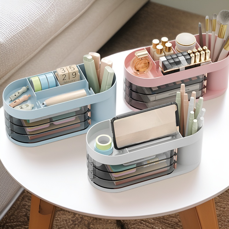 實用桌面旋轉收納箱化妝品護膚架子