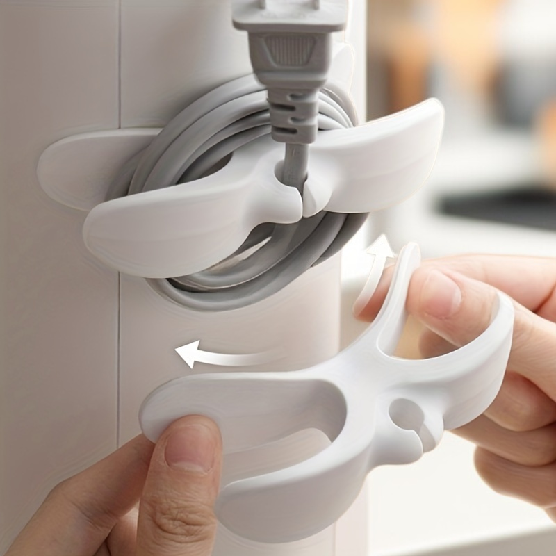  ที่เก็บสายไฟสำหรับเครื่องใช้ในครัว 2 ชิ้น, ที่พันสายไฟพร้อมกาว, ที่จัดเก็บสายไฟ