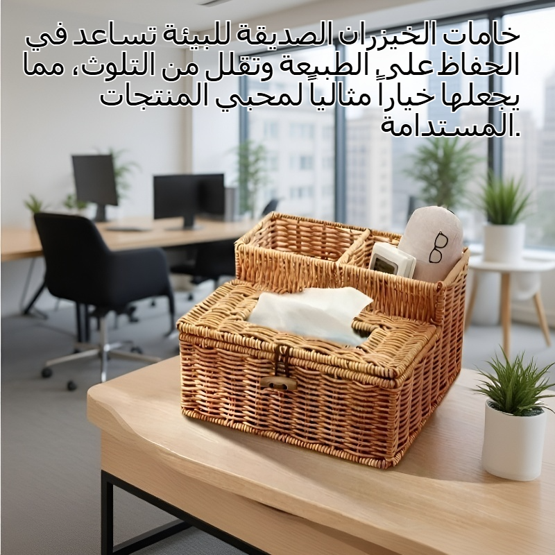 علبة مناديل مكتبية من الخيزران بتصميم عصري