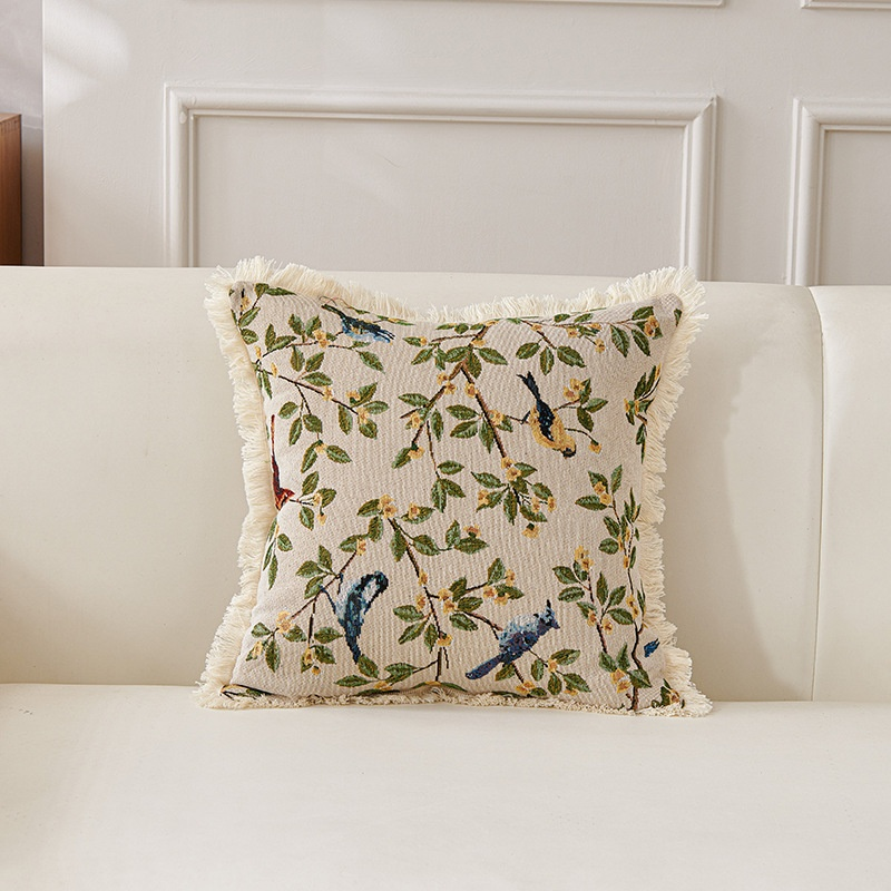 Coussin décoratif rétro en coton et lin