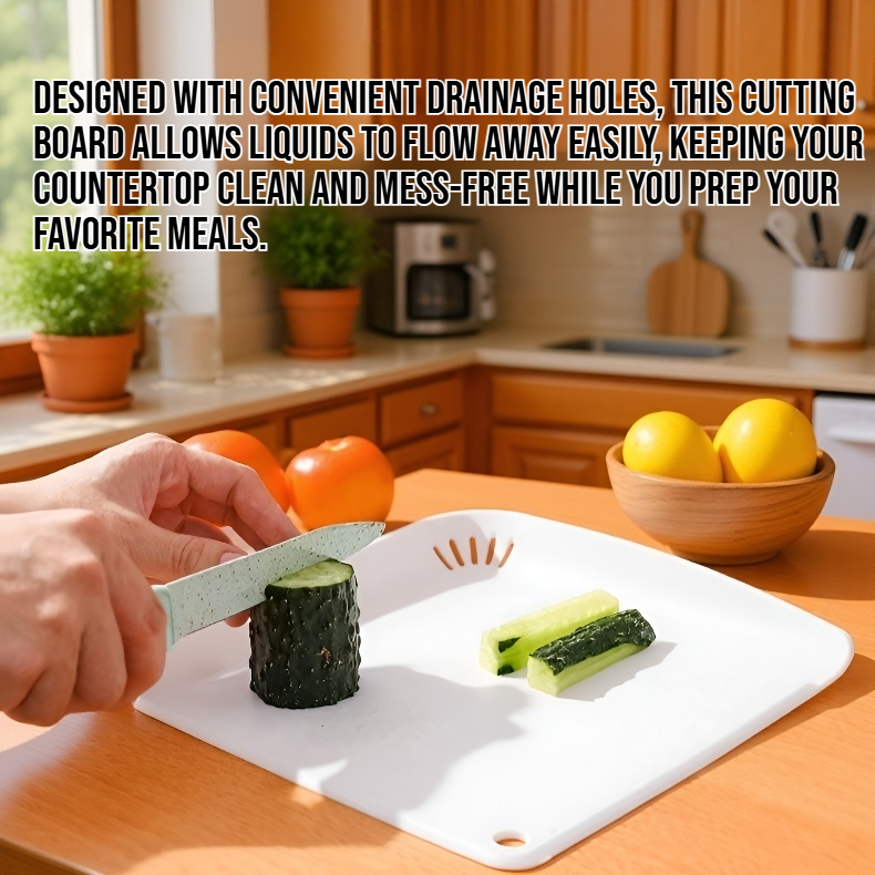 Hangable cutting board with drainage holes