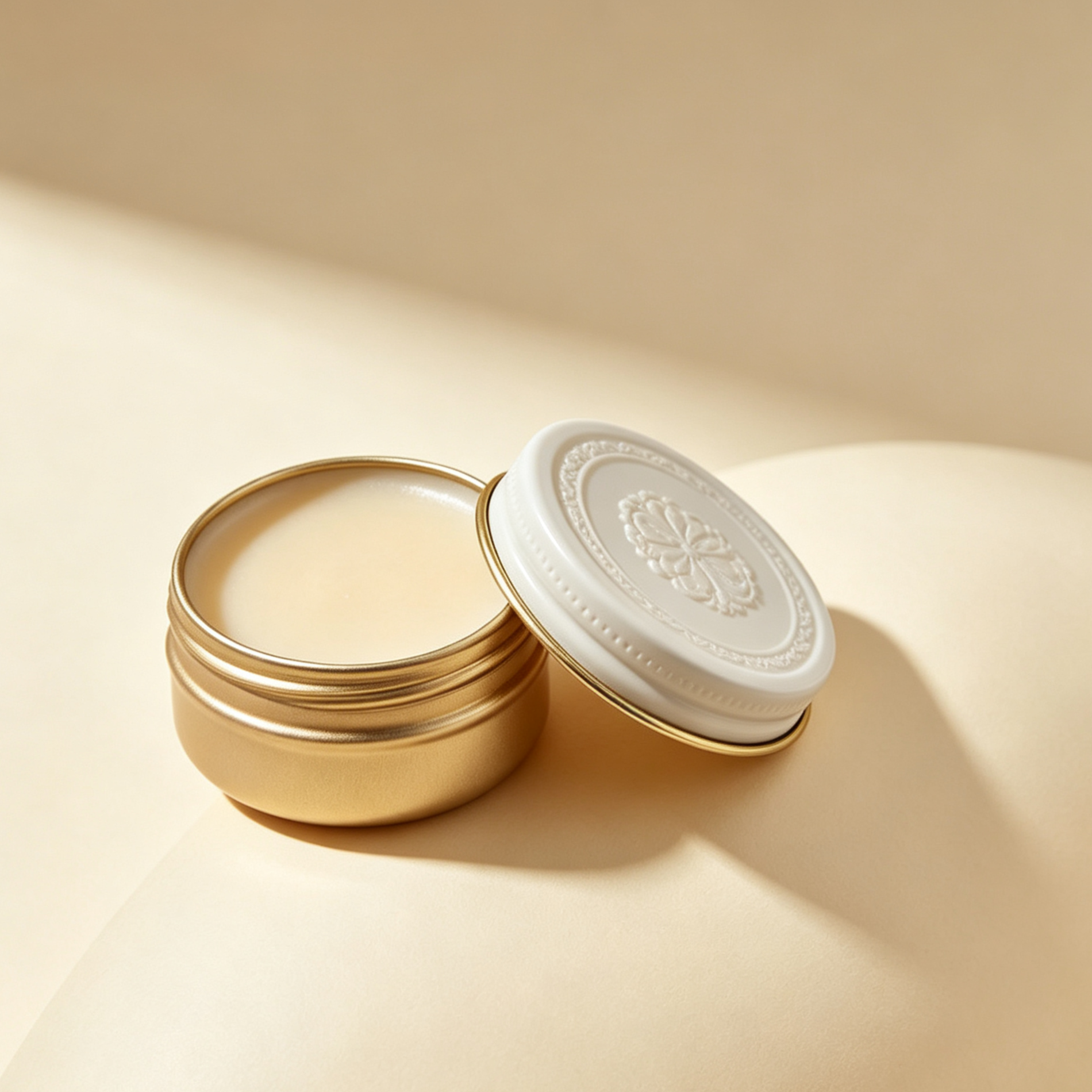 Solid perfume balm being applied to wrist for fragrance
