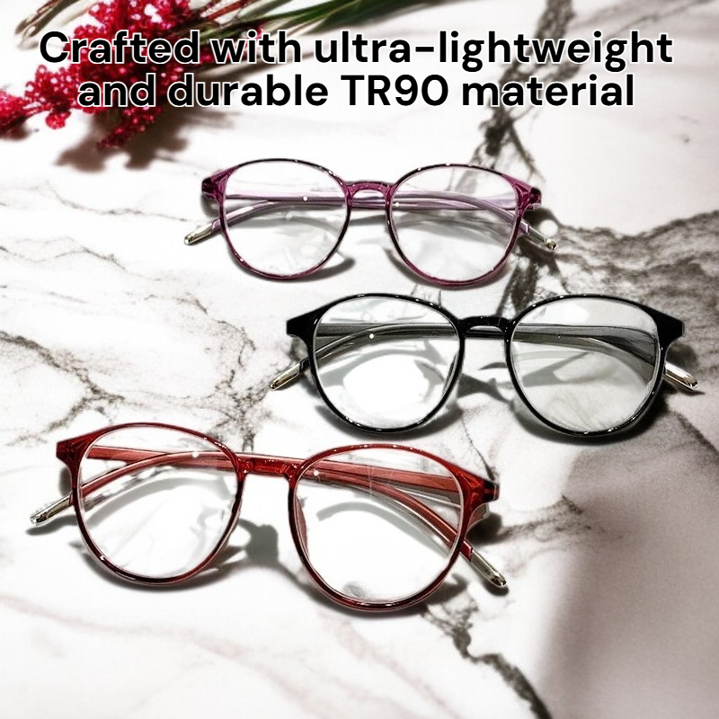 Retro Round Blue Light Blocking Reading Glasses for Seniors, Lightweight TR90 Frame