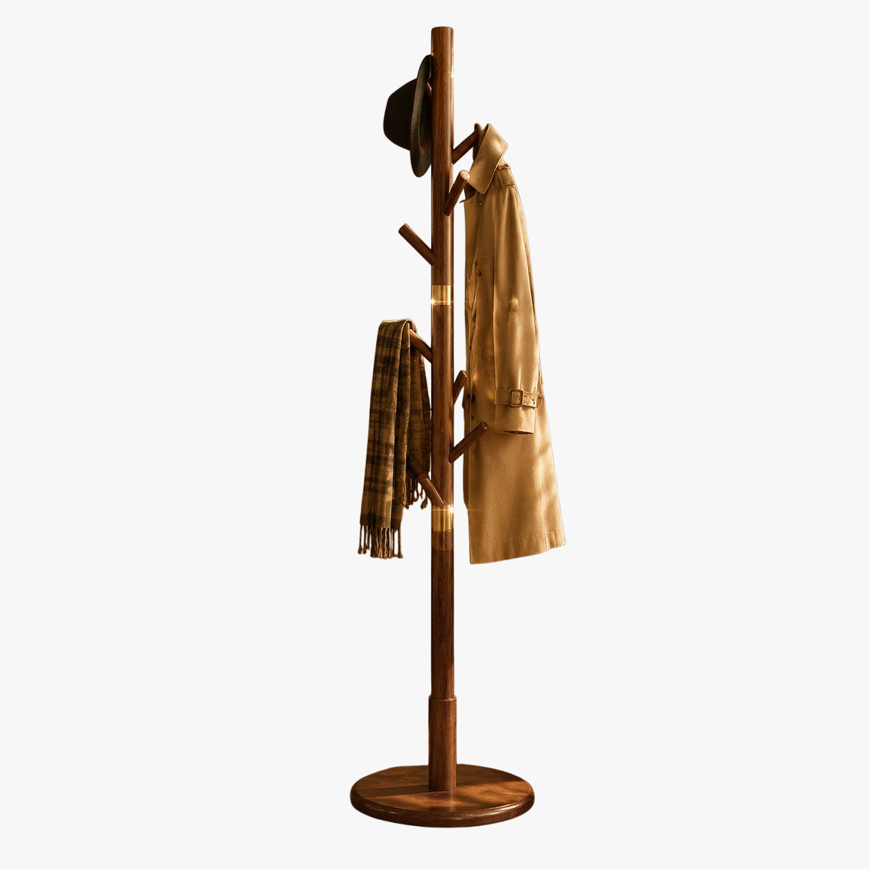 Solid Wood Floor Clothes Hanger, Light Luxury High-End Home Simple Vertical Coat Rack