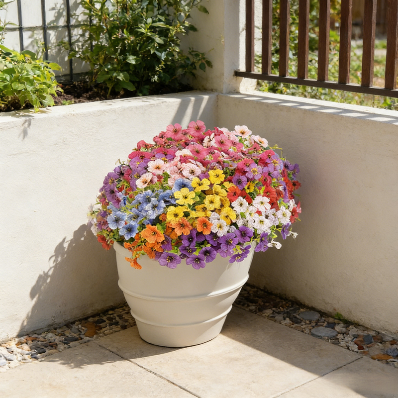 家居园艺装饰用7枝仿真尤加利紫罗兰花