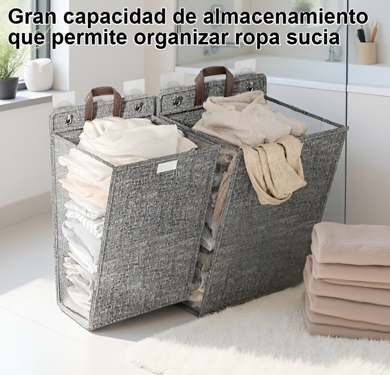 Cesta de ropa de algodón y lino con diseño elegante