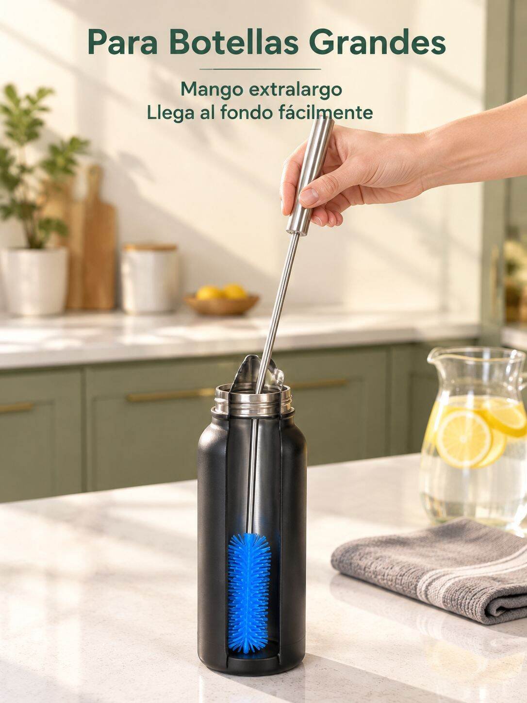 Cepillo automático giratorio para botellas de acero inoxidable