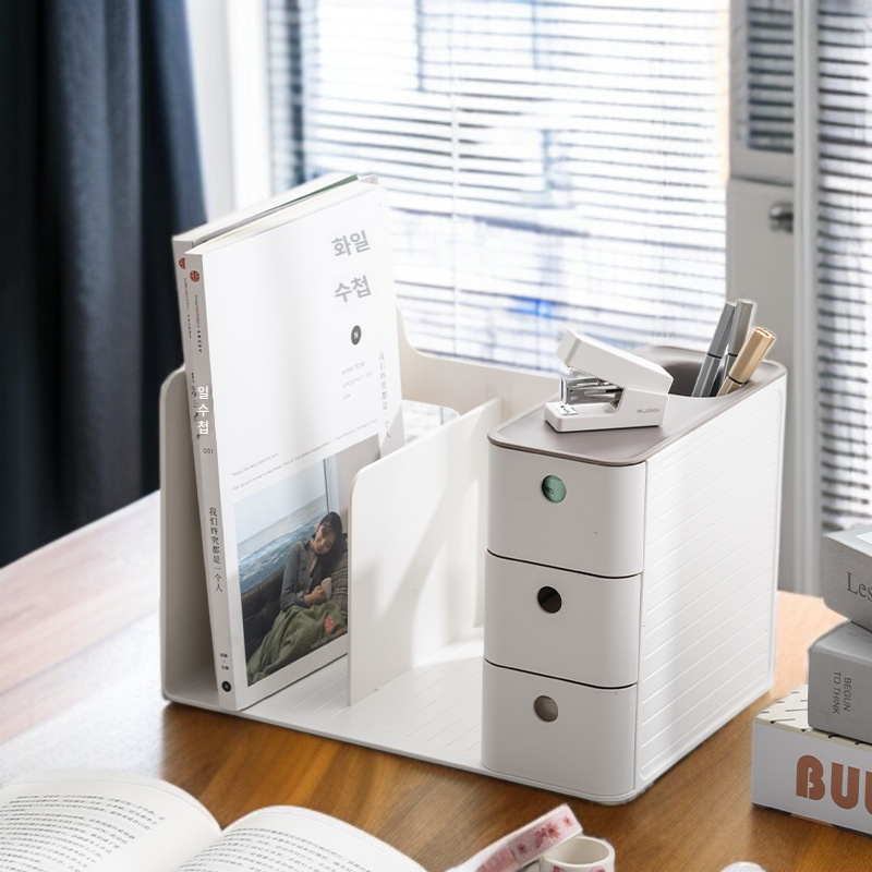 기숙사 탁상 서립 서랍식 수납 선반 사무용 책상 선반 학생 서류철 서립