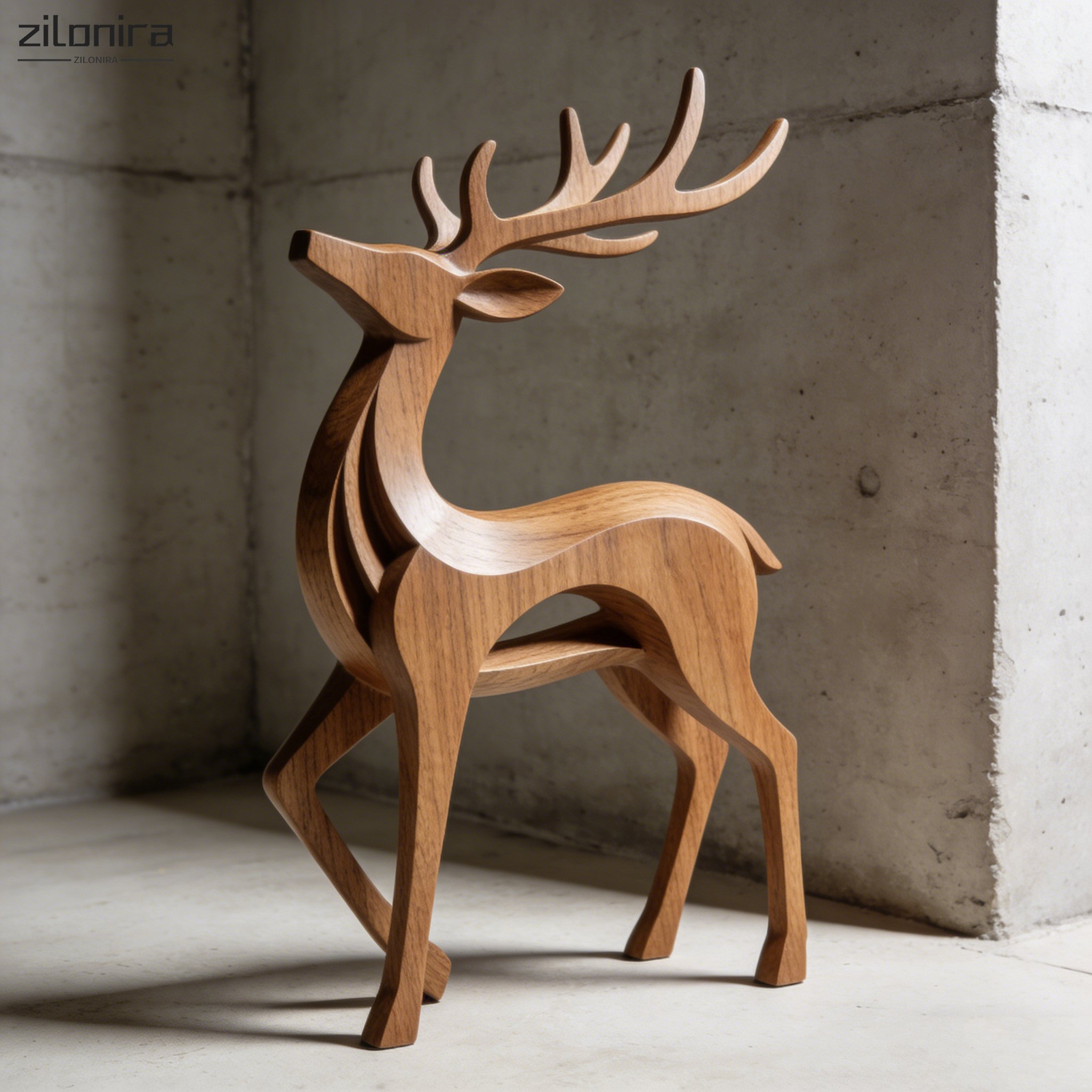 나무 조각 엮은 사슴 장식품 (3개)