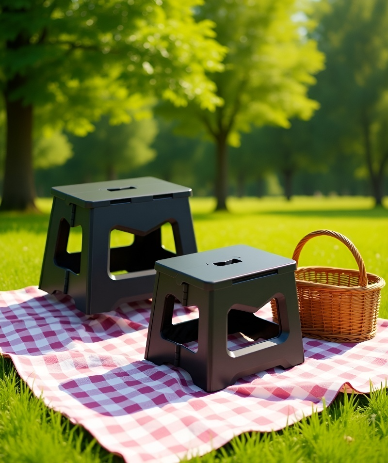 Sturdy folding stool used for camping